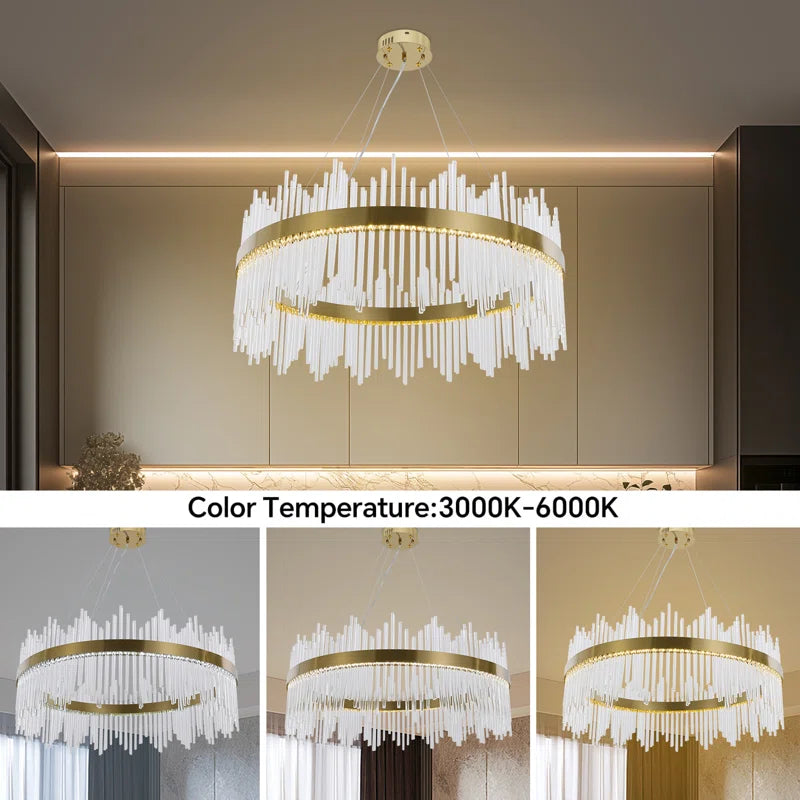 نجفة كريستال مودرن "كاميلا" Camila Modern LED Crystal Chandelier" with Three-Color Changing Bulbs "