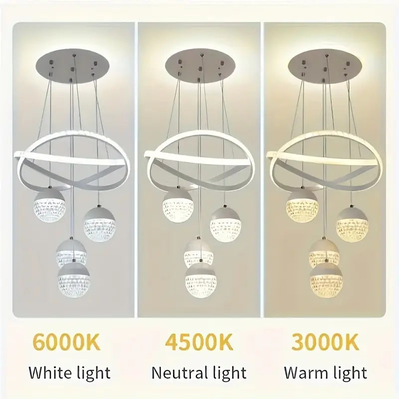 نجفة ليد مودرن "هالي" Halley Modern LED Chandelier " with Three-Color Changing Bulbs "