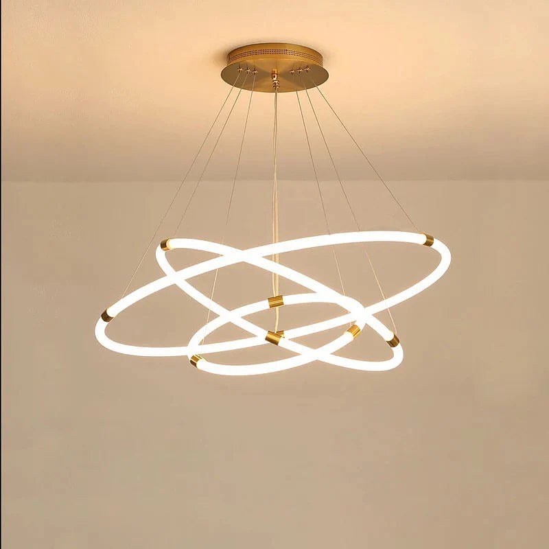 Modern LED Ring Chandelier with Adjustable Circular Design