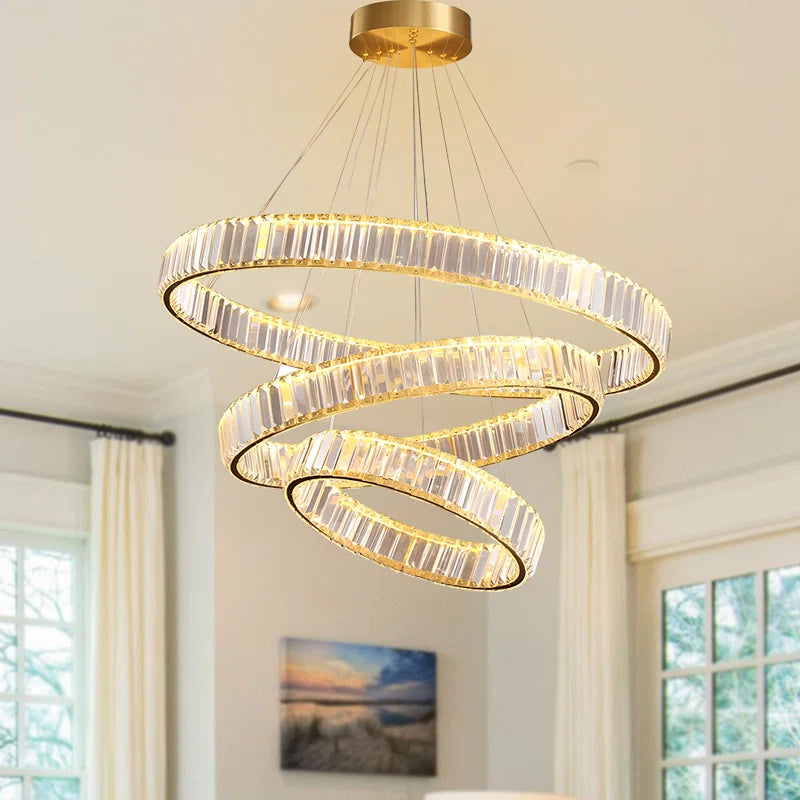 نجفة كريستال مودرن "روبى" Ruby Modern Crystal Chandelier" with Three-Color Changing Bulbs "