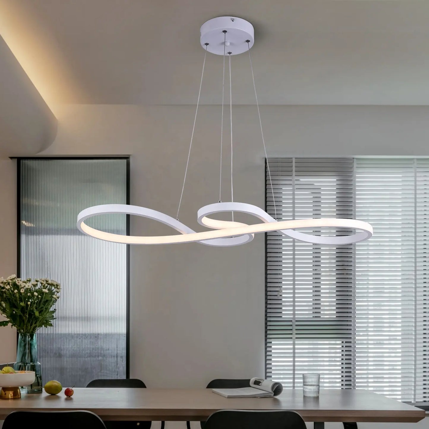 نجفة ليد مودرن "لوسيا" Lucia Modern LED Chandelier " with Three-Color Changing Bulbs "