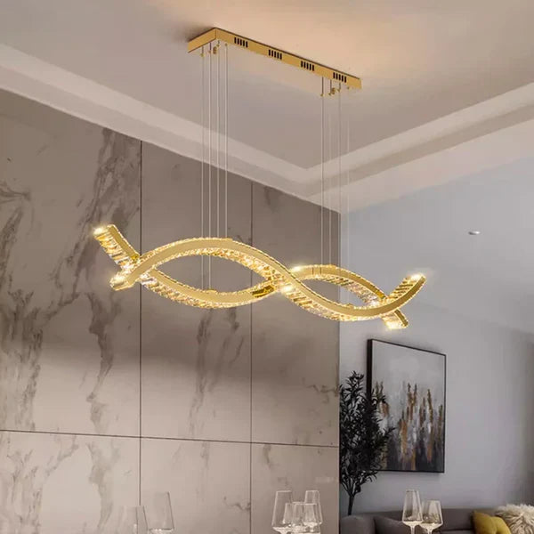 نجفة كريستال مودرن "غزل" Ghazl Modern LED Crystal Chandelier" with Three-Color Changing Bulbs "