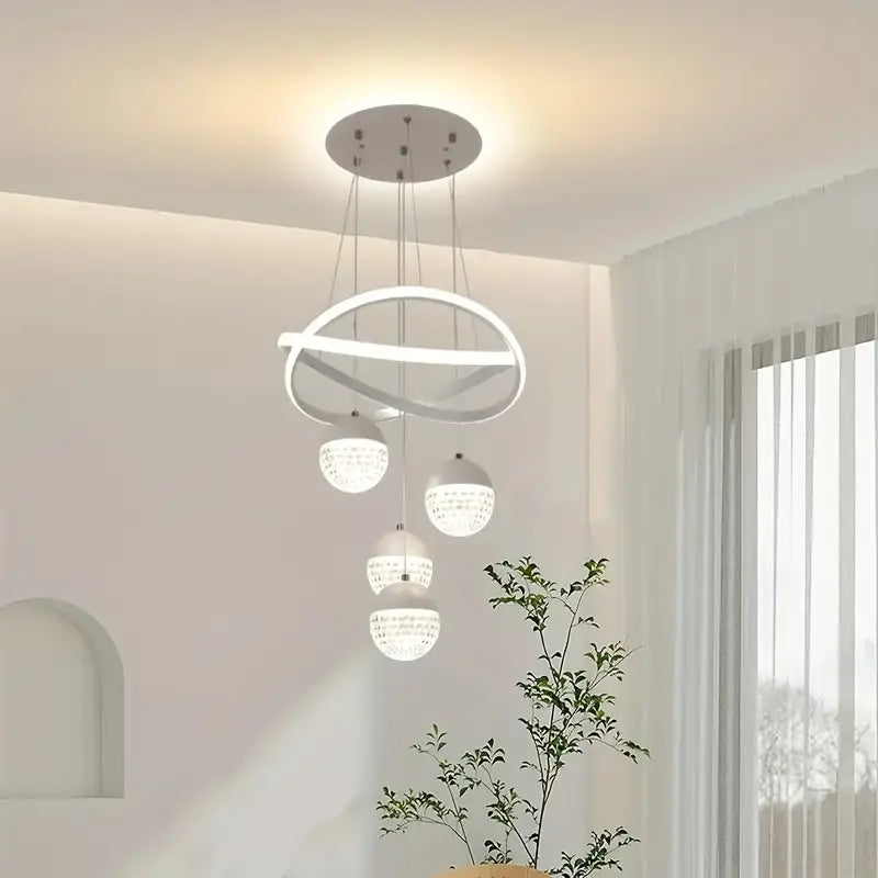 نجفة ليد مودرن "هالي" Halley Modern LED Chandelier " with Three-Color Changing Bulbs "