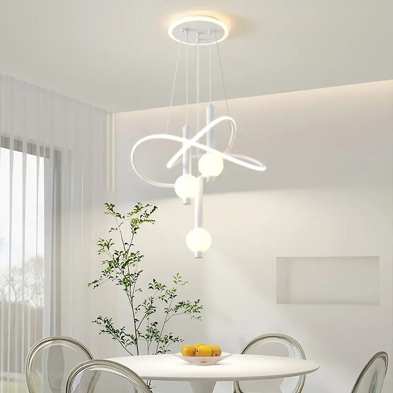 نجفة ليد مودرن "بيرا" Perla Modern LED Chandelier " with Three-Color Changing Bulbs "