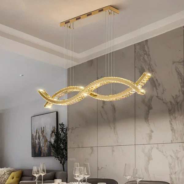 نجفة كريستال مودرن "غزل" Ghazl Modern LED Crystal Chandelier" with Three-Color Changing Bulbs "