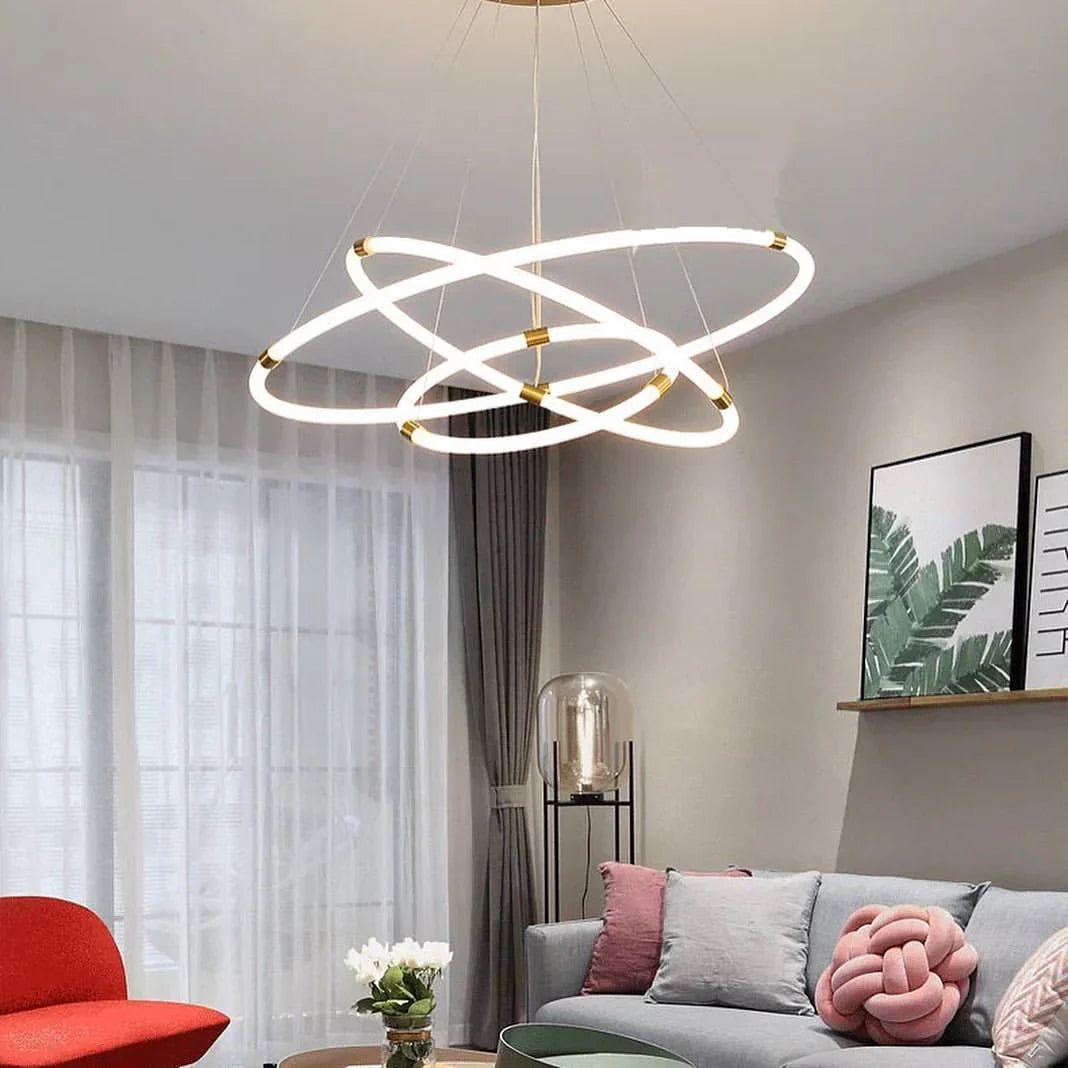 Modern LED Ring Chandelier with Adjustable Circular Design