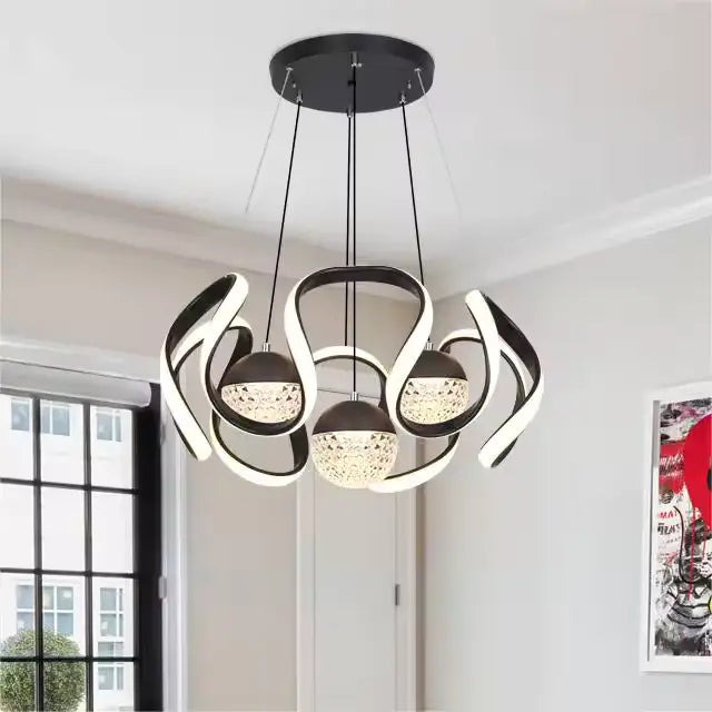 نجفة ليد مودرن "زاريا" Zaria Modern LED Chandelier " with Three-Color Changing Bulbs "