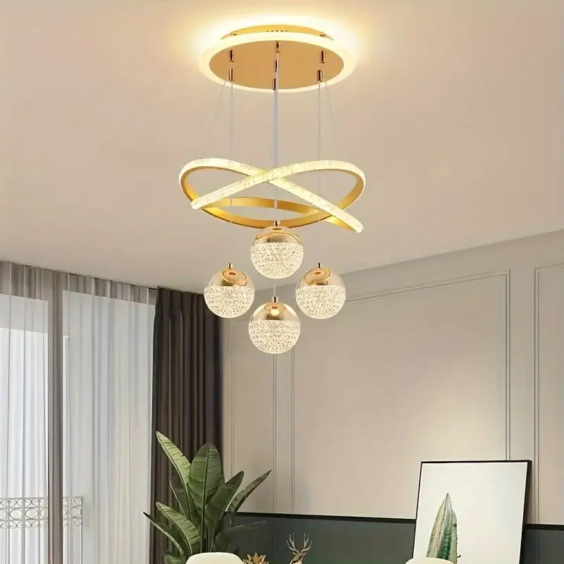 نجفة ليد مودرن "هالي" Halley Modern LED Chandelier " with Three-Color Changing Bulbs "
