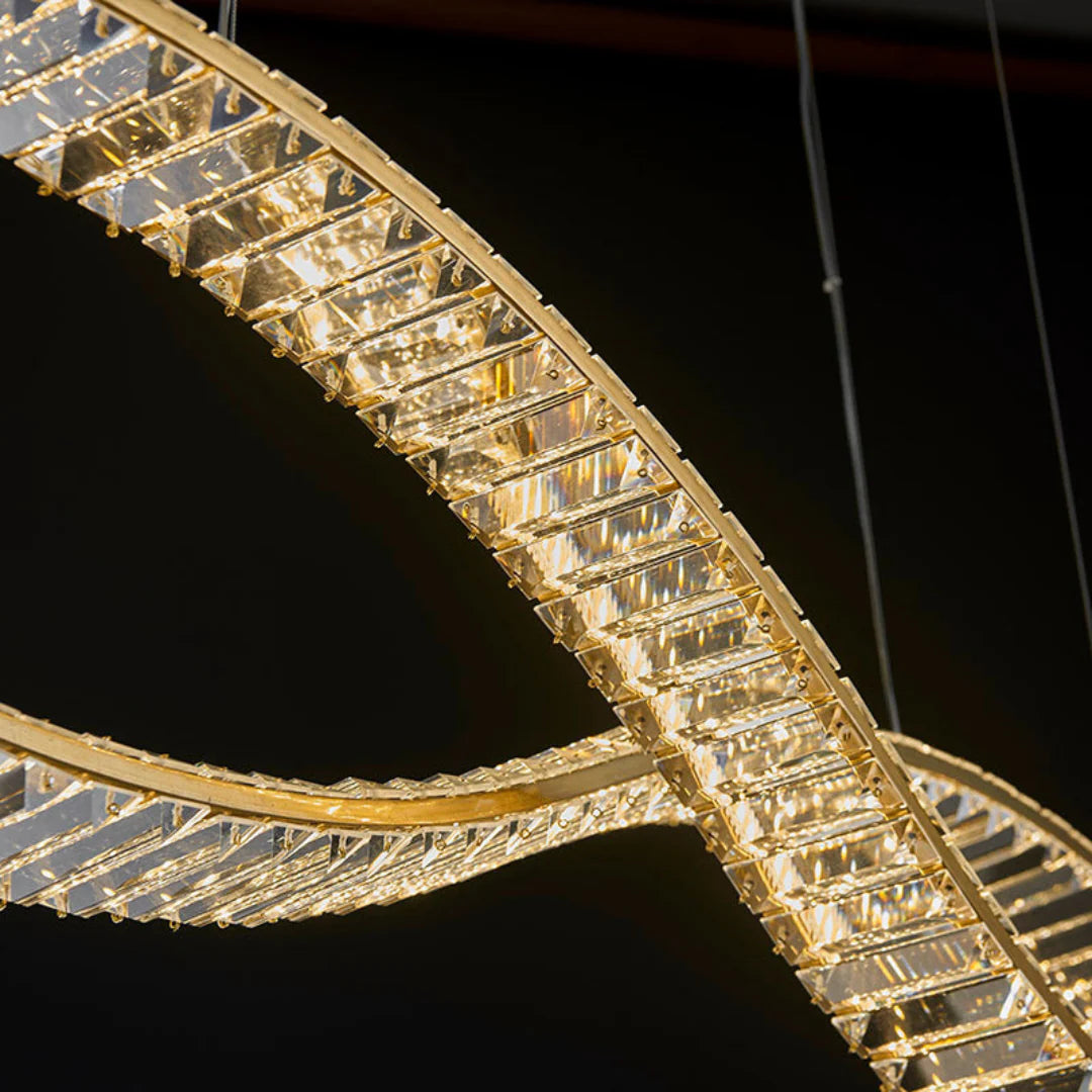 نجفة كريستال مودرن "غزل" Ghazl Modern LED Crystal Chandelier" with Three-Color Changing Bulbs "