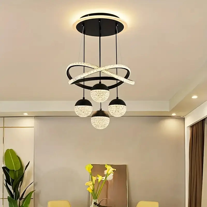نجفة ليد مودرن "هالي" Halley Modern LED Chandelier " with Three-Color Changing Bulbs "
