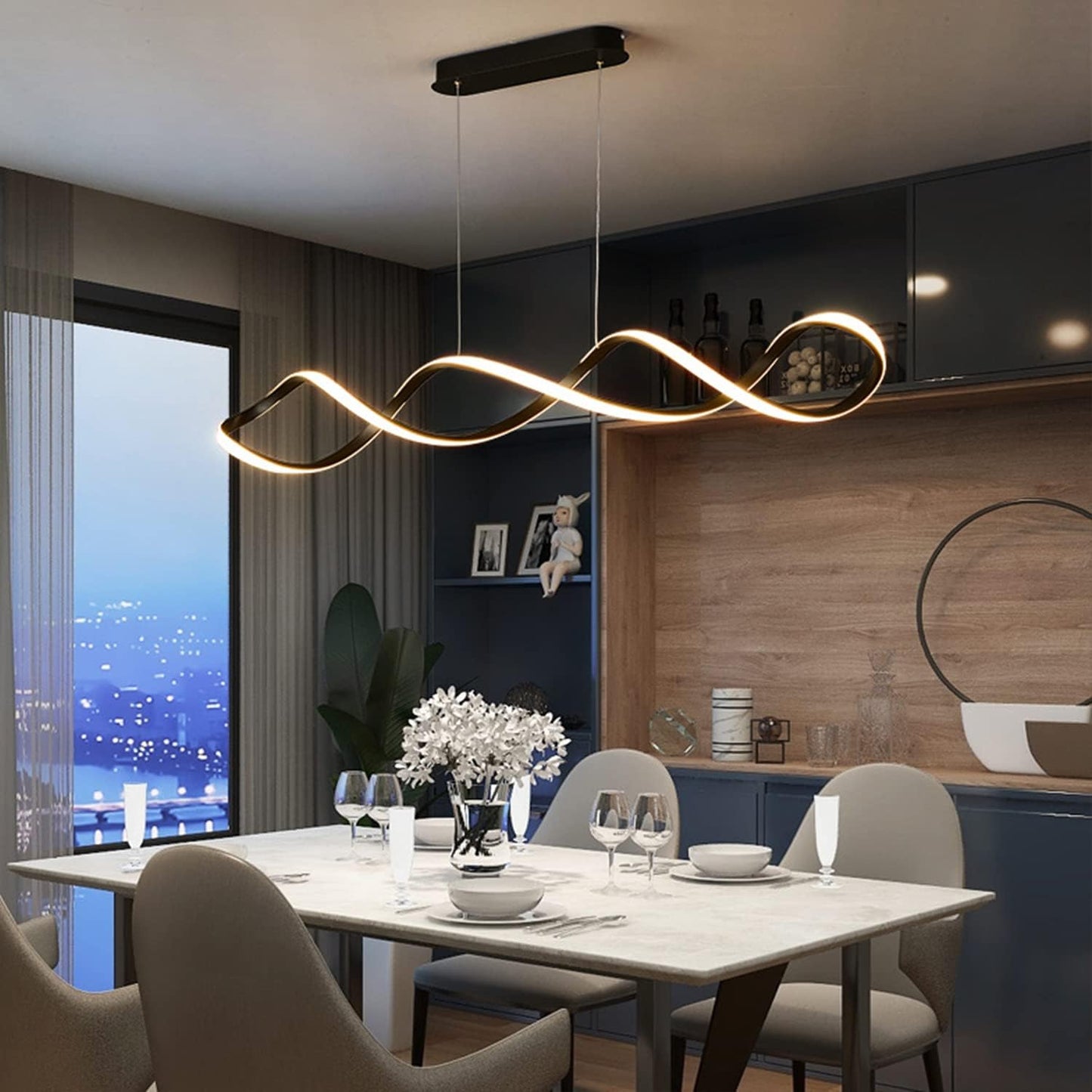نجفة ليد مودرن "فريا" Freya Modern LED Chandelier " with Three-Color Changing Bulbs "