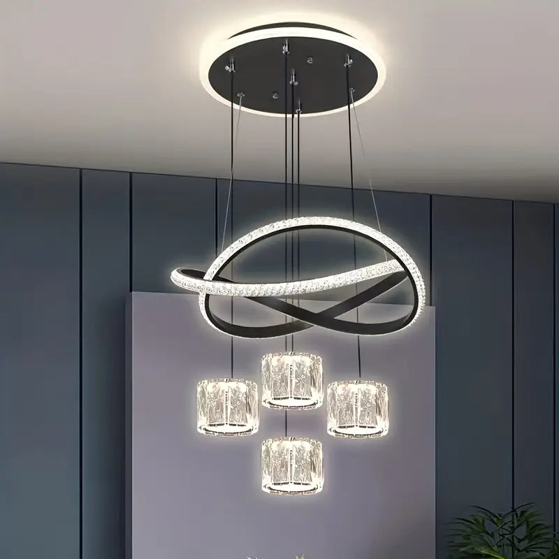 نجفة ليد مودرن "هالي" Halley Modern LED Chandelier " with Three-Color Changing Bulbs "