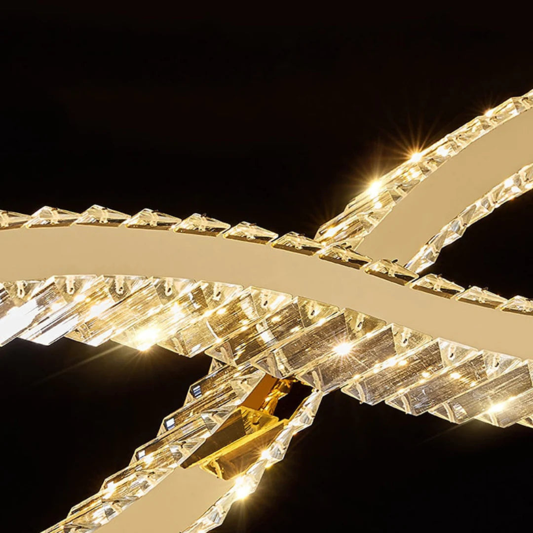 نجفة كريستال مودرن "غزل" Ghazl Modern LED Crystal Chandelier" with Three-Color Changing Bulbs "
