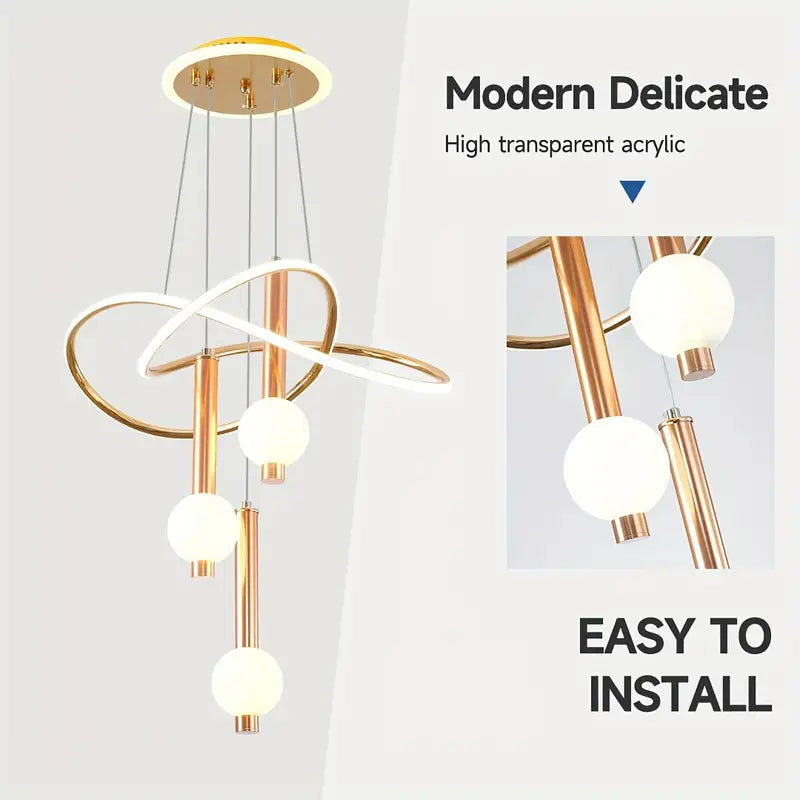 نجفة ليد مودرن "بيرا" Perla Modern LED Chandelier " with Three-Color Changing Bulbs "