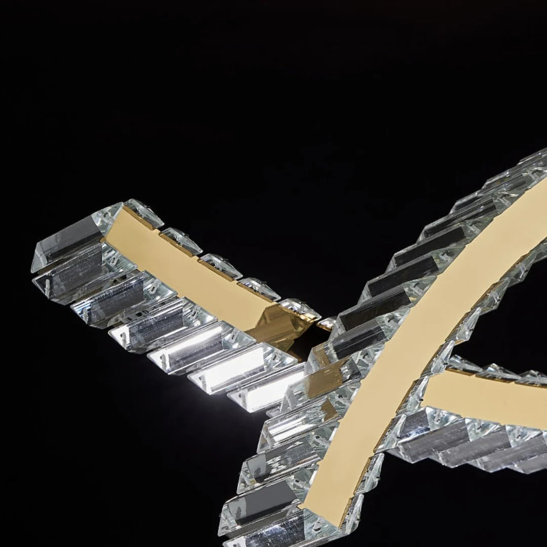 نجفة كريستال مودرن "غزل" Ghazl Modern LED Crystal Chandelier" with Three-Color Changing Bulbs "