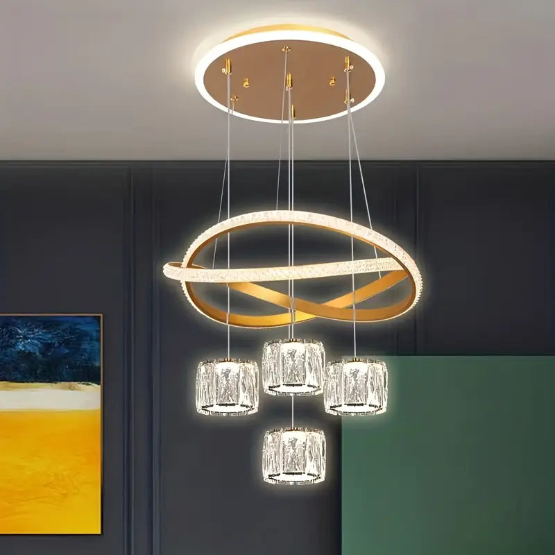 نجفة ليد مودرن "هالي" Halley Modern LED Chandelier " with Three-Color Changing Bulbs "