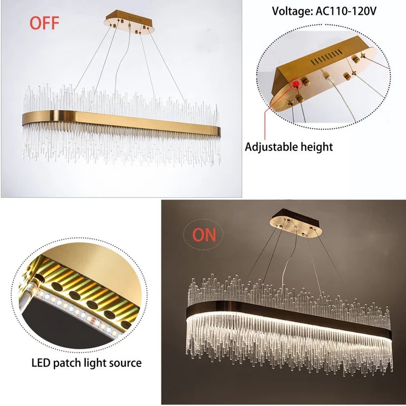 نجفة كريستال مودرن "دينا" Dina Modern LED Crystal Chandelier" with Three-Color Changing Bulbs "
