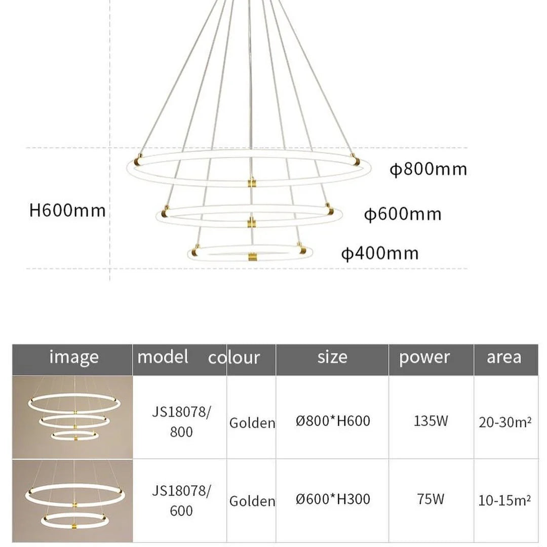 Modern LED Ring Chandelier with Adjustable Circular Design