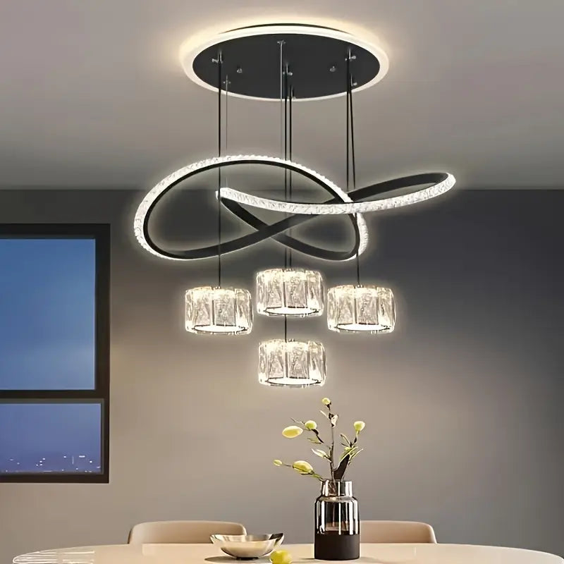 نجفة ليد مودرن "هالي" Halley Modern LED Chandelier " with Three-Color Changing Bulbs "