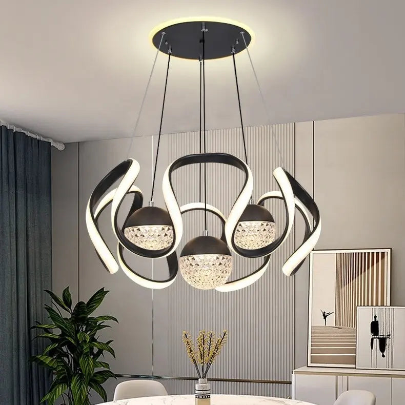 نجفة ليد مودرن "زاريا" Zaria Modern LED Chandelier " with Three-Color Changing Bulbs "