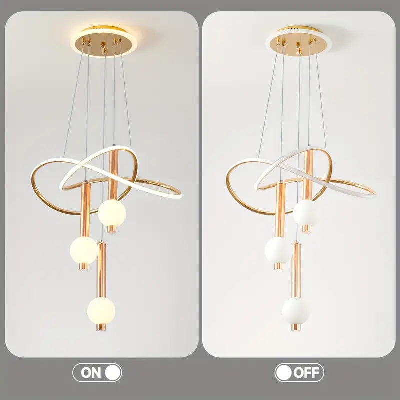 نجفة ليد مودرن "بيرا" Perla Modern LED Chandelier " with Three-Color Changing Bulbs "