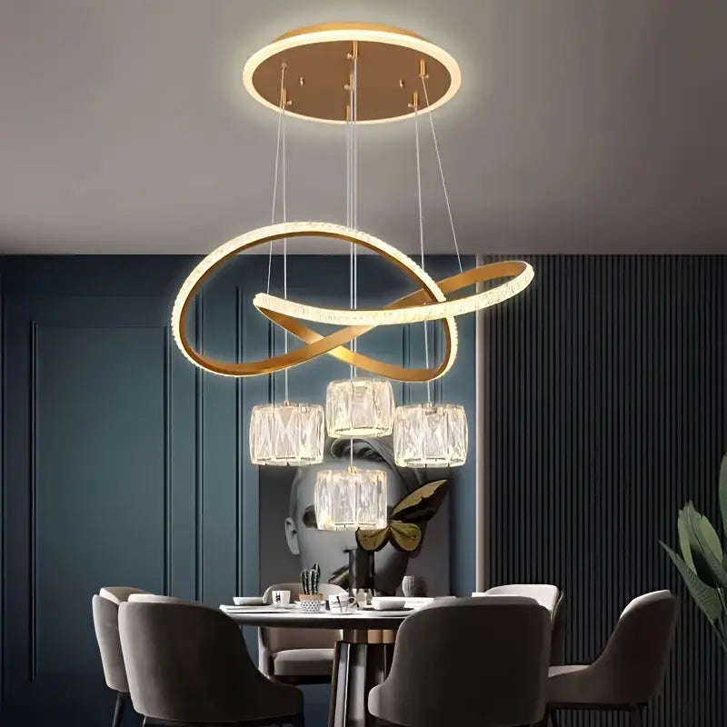 نجفة ليد مودرن "هالي" Halley Modern LED Chandelier " with Three-Color Changing Bulbs "