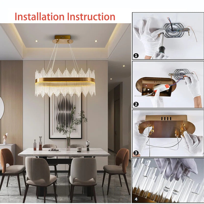 نجفة كريستال مودرن "دينا" Dina Modern LED Crystal Chandelier" with Three-Color Changing Bulbs "
