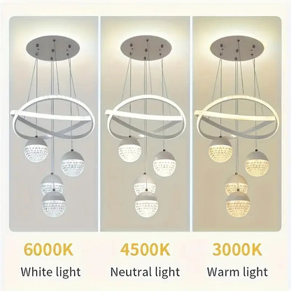 نجفة ليد مودرن "هالي" Halley Modern LED Chandelier " with Three-Color Changing Bulbs "