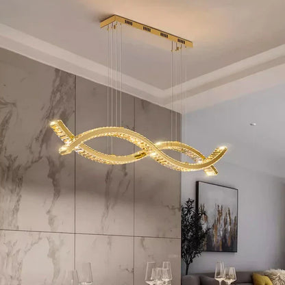 نجفة كريستال مودرن "غزل" Ghazl Modern LED Crystal Chandelier" with Three-Color Changing Bulbs "
