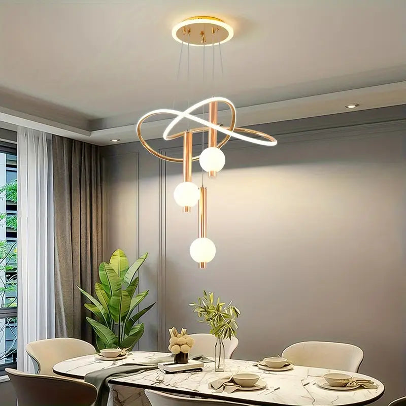 نجفة ليد مودرن "بيرا" Perla Modern LED Chandelier " with Three-Color Changing Bulbs "