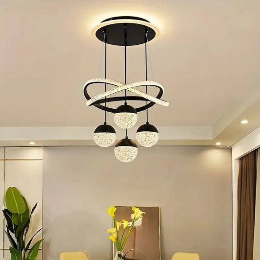 نجفة ليد مودرن "هالي" Halley Modern LED Chandelier " with Three-Color Changing Bulbs "