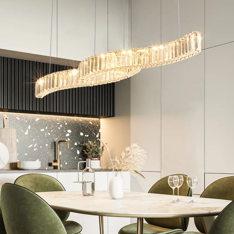 نجفة كريستال مودرن "سارا" Sara Modern Crystal Chandelier" with Three-Color Changing Bulbs "