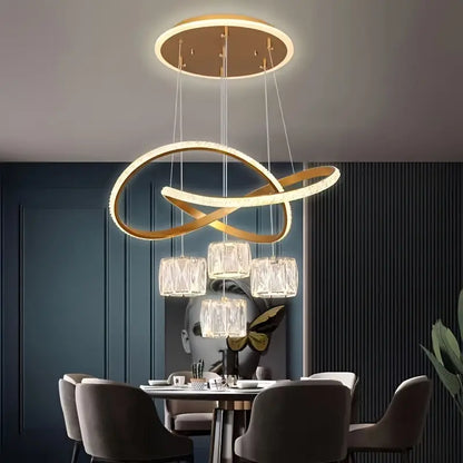 نجفة ليد مودرن "هالي" Halley Modern LED Chandelier " with Three-Color Changing Bulbs "