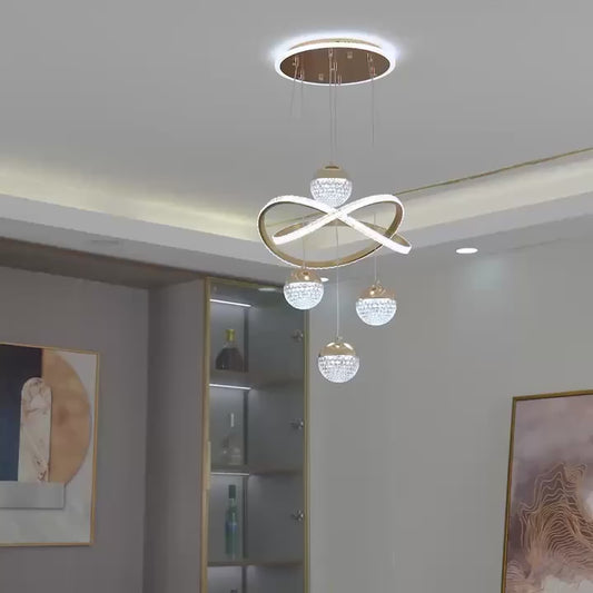 نجفة ليد مودرن "هالي" Halley Modern LED Chandelier " with Three-Color Changing Bulbs "